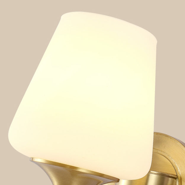 Curved Full Copper Glass Shade 1/2 Light Wall Sconce Lamp