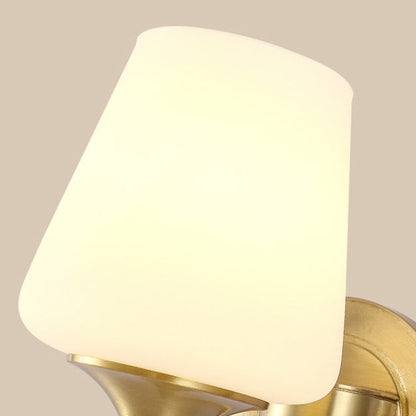 Curved Full Copper Glass Shade 1/2 Light Wall Sconce Lamp