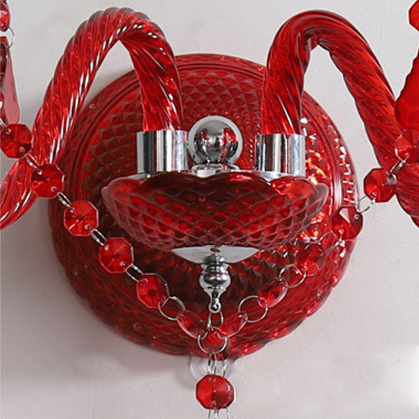 Wedding Glass Crystal Fabric 2-Light Wall Sconce Lamp