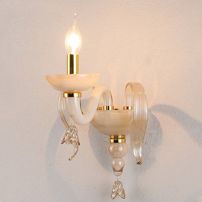 Leaf Hardware Frame Glass Shade 1-Light Wall Sconce Lamp