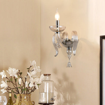 Leaf Hardware Frame Glass Shade 1-Light Wall Sconce Lamp