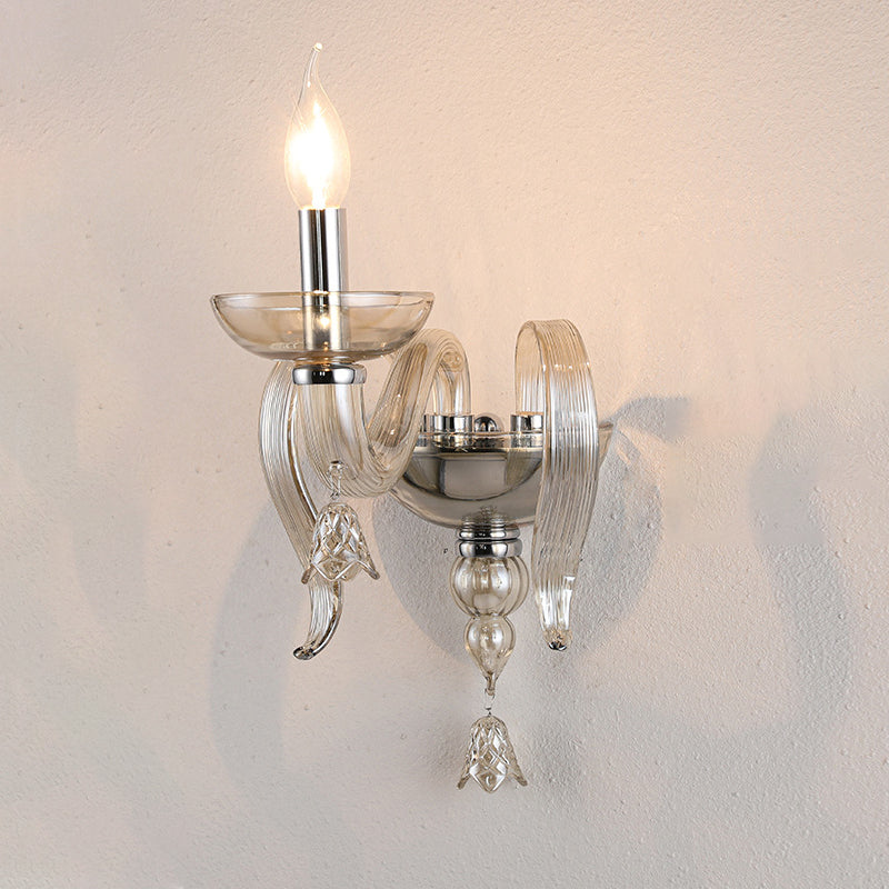 Leaf Hardware Frame Glass Shade 1-Light Wall Sconce Lamp