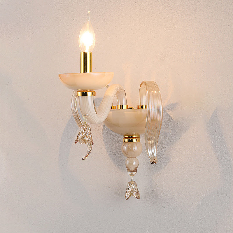 Leaf Hardware Frame Glass Shade 1-Light Wall Sconce Lamp