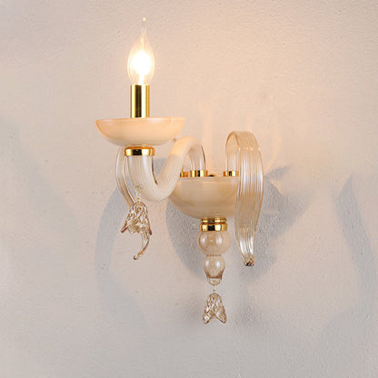 Leaf Hardware Frame Glass Shade 1-Light Wall Sconce Lamp