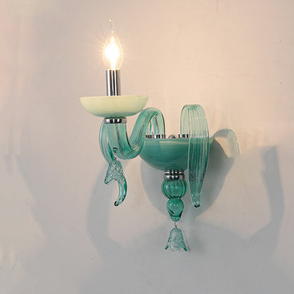 Leaf Hardware Frame Glass Shade 1-Light Wall Sconce Lamp