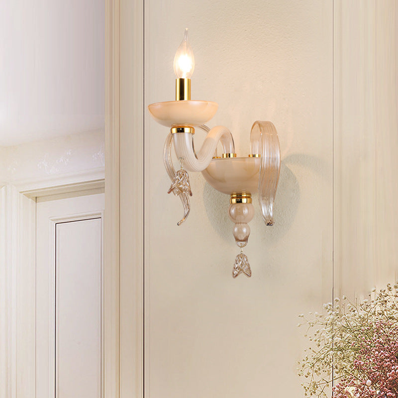 Leaf Hardware Frame Glass Shade 1-Light Wall Sconce Lamp