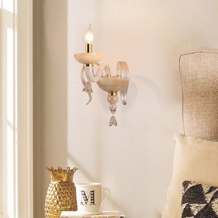 Leaf Hardware Frame Glass Shade 1-Light Wall Sconce Lamp