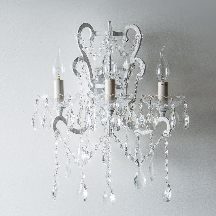 Branch Candelabra Crystal Iron 3-Light Wall Sconce Lamp