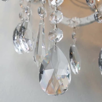 Branch Candelabra Crystal Iron 3-Light Wall Sconce Lamp