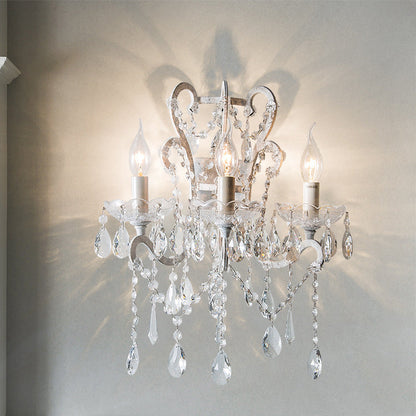 Branch Candelabra Crystal Iron 3-Light Wall Sconce Lamp