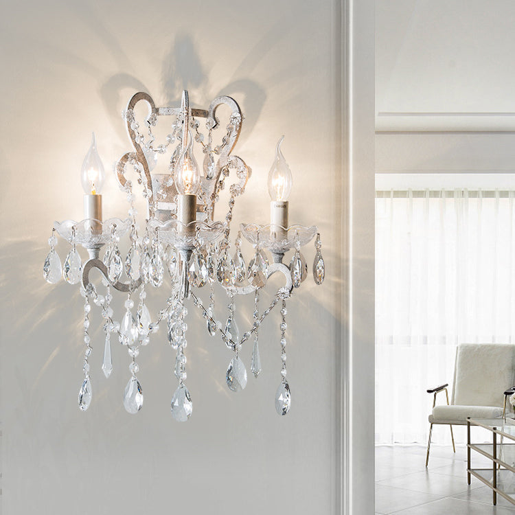 Branch Candelabra Crystal Iron 3-Light Wall Sconce Lamp