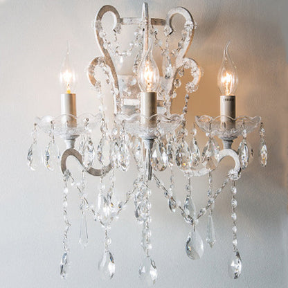Branch Candelabra Crystal Iron 3-Light Wall Sconce Lamp
