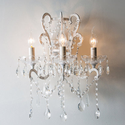Branch Candelabra Crystal Iron 3-Light Wall Sconce Lamp