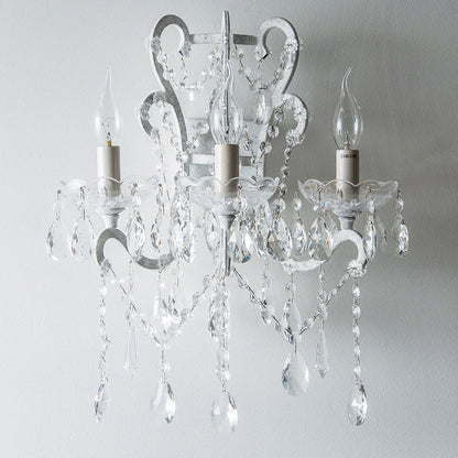 Branch Candelabra Crystal Iron 3-Light Wall Sconce Lamp