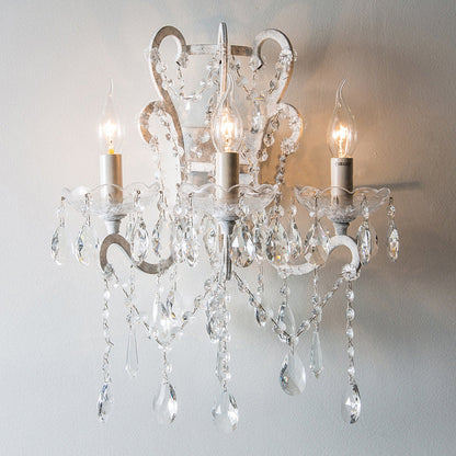 Branch Candelabra Crystal Iron 3-Light Wall Sconce Lamp