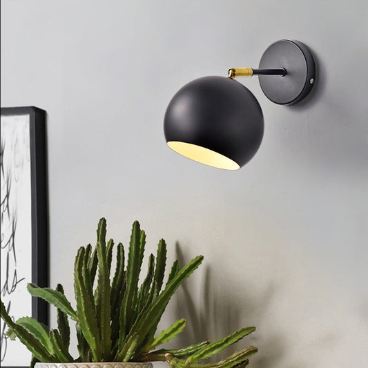 Modern Minimalist Round Globe Iron 1-Light Wall Sconce Lamp