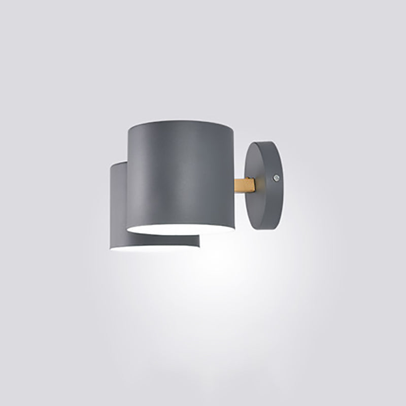 Round Horn Shape Iron Wood 2-Light Wall Sconce Lamp