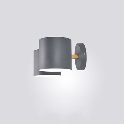 Round Horn Shape Iron Wood 2-Light Wall Sconce Lamp