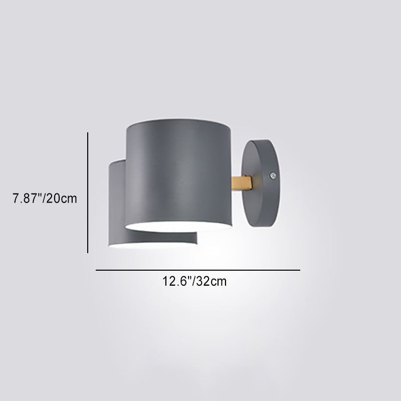 Round Horn Shape Iron Wood 2-Light Wall Sconce Lamp
