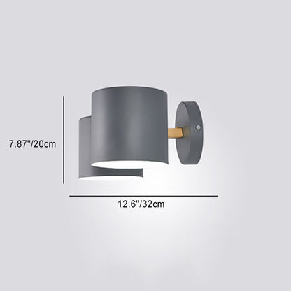 Round Horn Shape Iron Wood 2-Light Wall Sconce Lamp