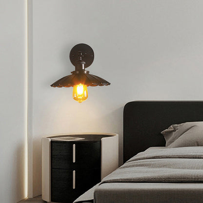 Traditional Round Petal Iron 1-Light Wall Sconce Lamp