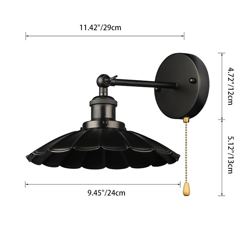 Traditional Round Petal Iron 1-Light Wall Sconce Lamp