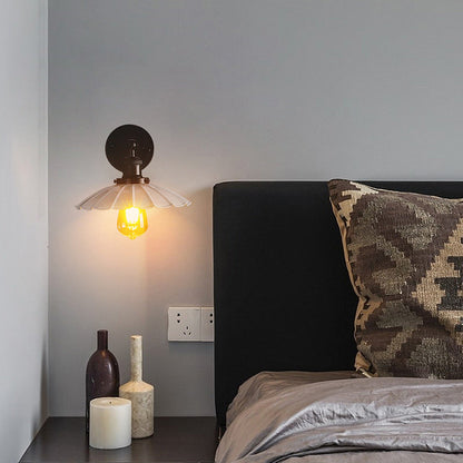 Traditional Round Petal Iron 1-Light Wall Sconce Lamp