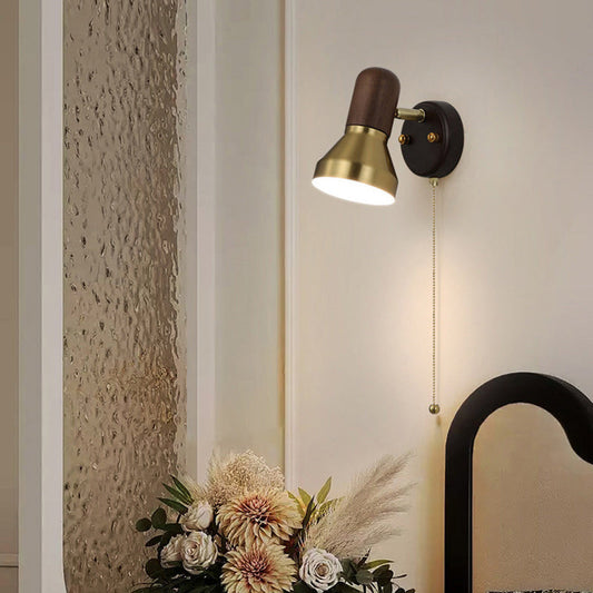 French Round Horn Shape Hardware 1-Light Wall Sconce Lamp