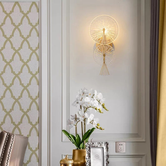 Double Round Hardware Frame Glass 1-Light Wall Sconce Lamp