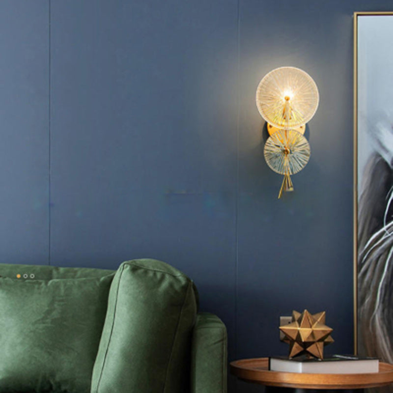 Double Round Hardware Frame Glass 1-Light Wall Sconce Lamp