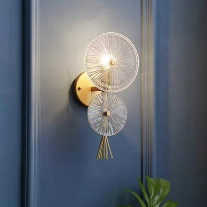 Double Round Hardware Frame Glass 1-Light Wall Sconce Lamp