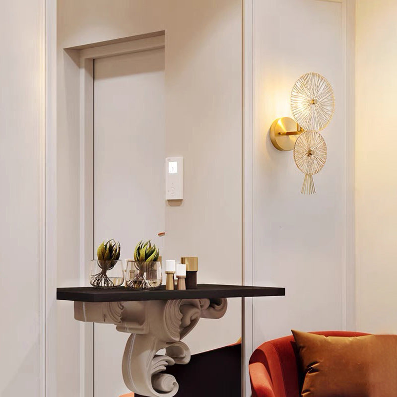 Double Round Hardware Frame Glass 1-Light Wall Sconce Lamp