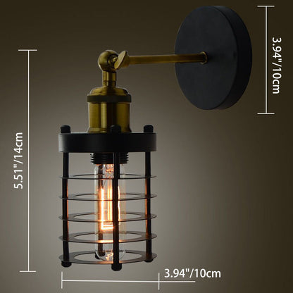 Cylinder Hollowed Out Iron 1-Light Wall Sconce Lamp