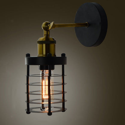 Cylinder Hollowed Out Iron 1-Light Wall Sconce Lamp