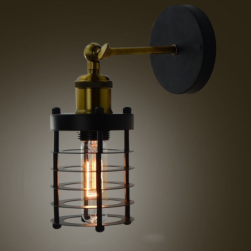 Cylinder Hollowed Out Iron 1-Light Wall Sconce Lamp