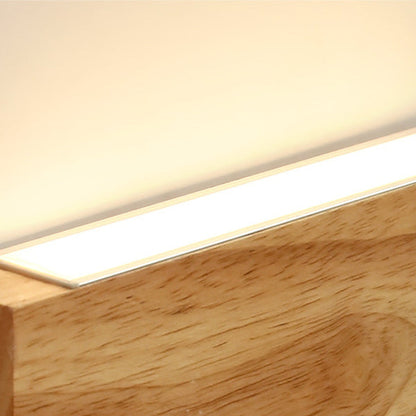 Japanese Rectangle Wood Acrylic LED Wall Sconce Lamp