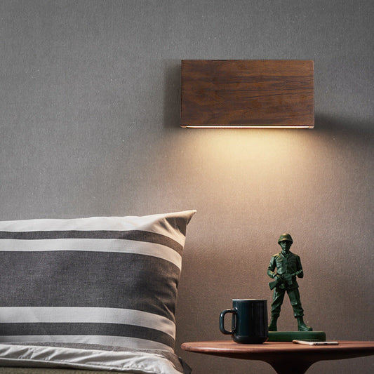 Japanese Rectangle Wood Acrylic LED Wall Sconce Lamp