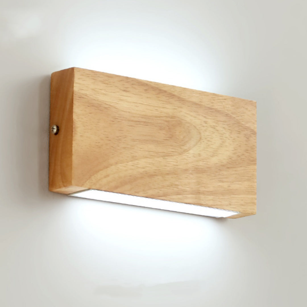 Japanese Rectangle Wood Acrylic LED Wall Sconce Lamp