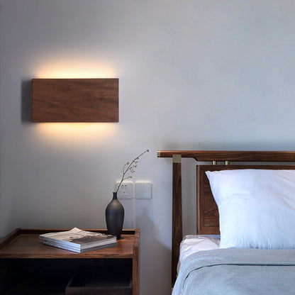 Japanese Rectangle Wood Acrylic LED Wall Sconce Lamp