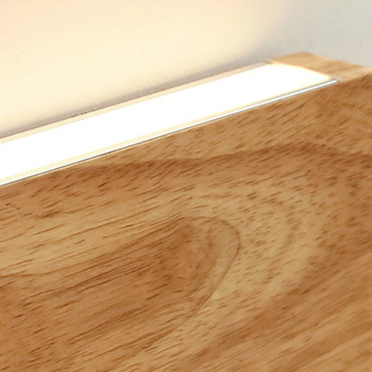 Japanese Rectangle Wood Acrylic LED Wall Sconce Lamp