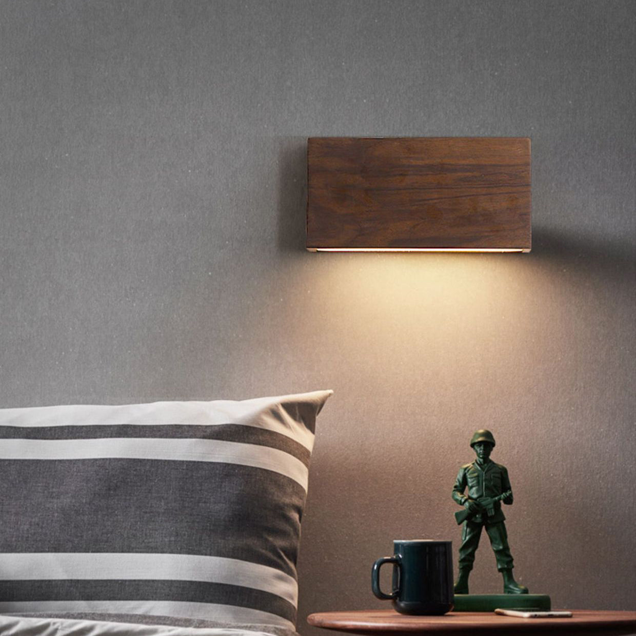 Japanese Rectangle Wood Acrylic LED Wall Sconce Lamp