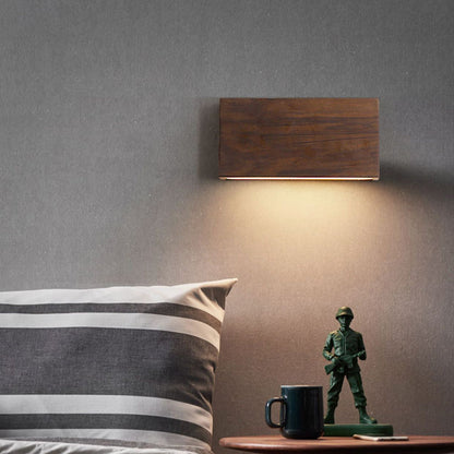Japanese Rectangle Wood Acrylic LED Wall Sconce Lamp