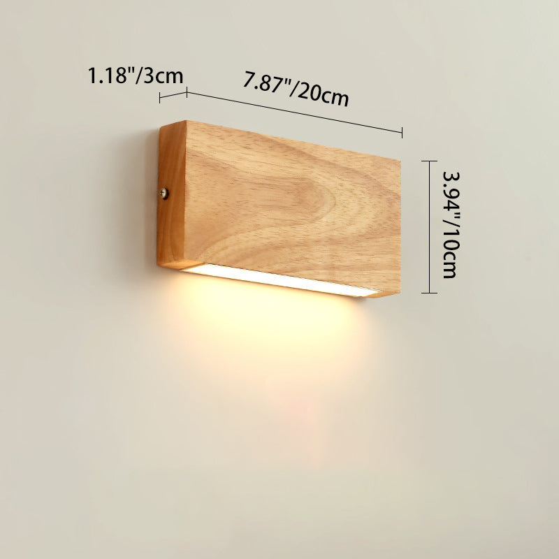 Japanese Rectangle Wood Acrylic LED Wall Sconce Lamp