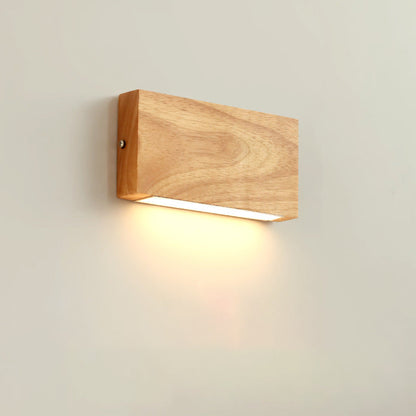 Japanese Rectangle Wood Acrylic LED Wall Sconce Lamp