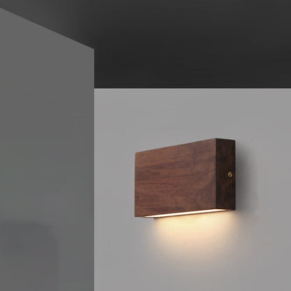 Japanese Rectangle Wood Acrylic LED Wall Sconce Lamp