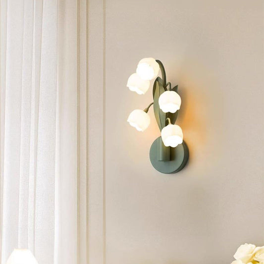 Bell Orchid Iron PC Shade 5-Light Wall Sconce Lamp