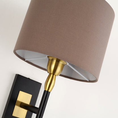 Round Cylinder Iron Fabric Shade 1-Light Wall Sconce Lamp