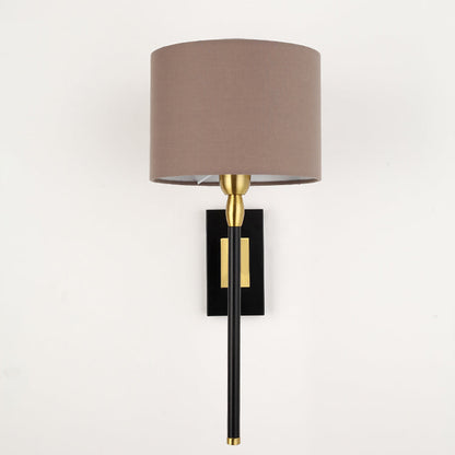 Round Cylinder Iron Fabric Shade 1-Light Wall Sconce Lamp
