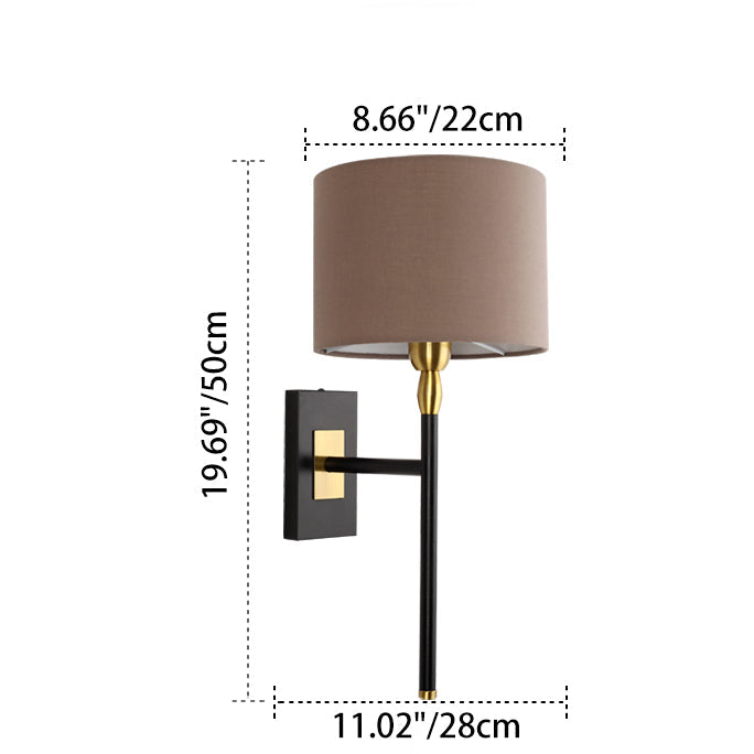 Round Cylinder Iron Fabric Shade 1-Light Wall Sconce Lamp