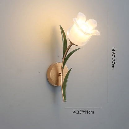 Floral Leaf Iron Glass 1/2 Light Wall Sconce Lamp
